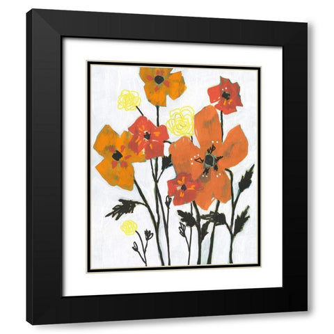 Hot Flowers II Black Modern Wood Framed Art Print with Double Matting by Goldberger, Jennifer