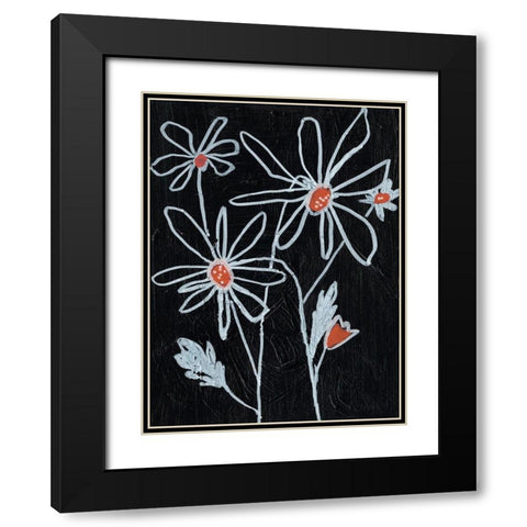 Flower Doodle II Black Modern Wood Framed Art Print with Double Matting by Goldberger, Jennifer