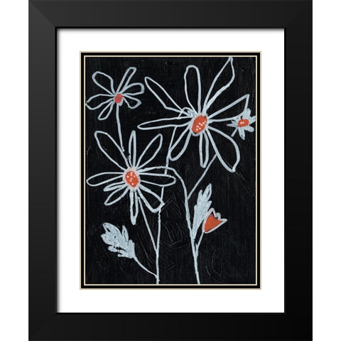 Flower Doodle II Black Modern Wood Framed Art Print with Double Matting by Goldberger, Jennifer