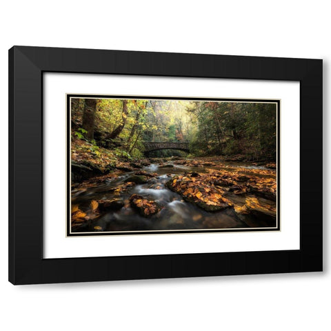 Stone Bridge Black Modern Wood Framed Art Print with Double Matting by Head, Danny