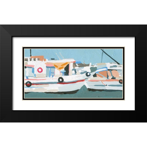 Bright Boats II Black Modern Wood Framed Art Print with Double Matting by Caroline, Emma