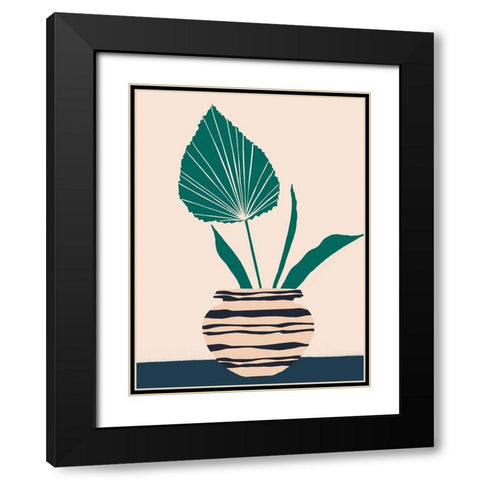 Dancing Vase With Palm I Black Modern Wood Framed Art Print with Double Matting by Wang, Melissa