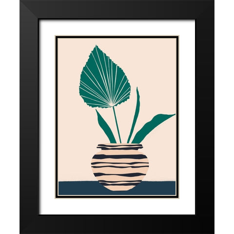 Dancing Vase With Palm I Black Modern Wood Framed Art Print with Double Matting by Wang, Melissa