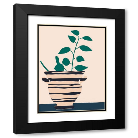 Dancing Vase With Palm II Black Modern Wood Framed Art Print with Double Matting by Wang, Melissa