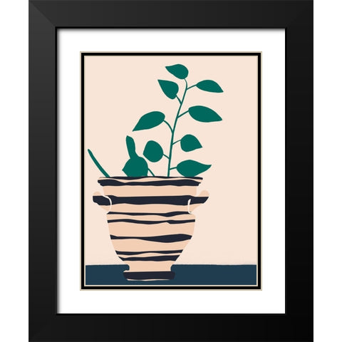 Dancing Vase With Palm II Black Modern Wood Framed Art Print with Double Matting by Wang, Melissa