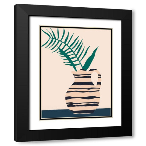 Dancing Vase With Palm III Black Modern Wood Framed Art Print with Double Matting by Wang, Melissa