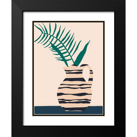 Dancing Vase With Palm III Black Modern Wood Framed Art Print with Double Matting by Wang, Melissa