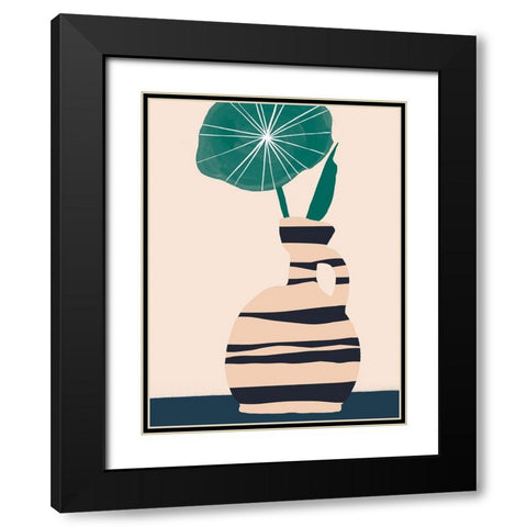 Dancing Vase With Palm IV Black Modern Wood Framed Art Print with Double Matting by Wang, Melissa