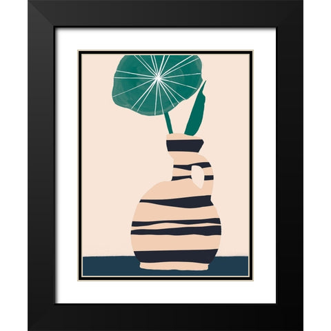 Dancing Vase With Palm IV Black Modern Wood Framed Art Print with Double Matting by Wang, Melissa