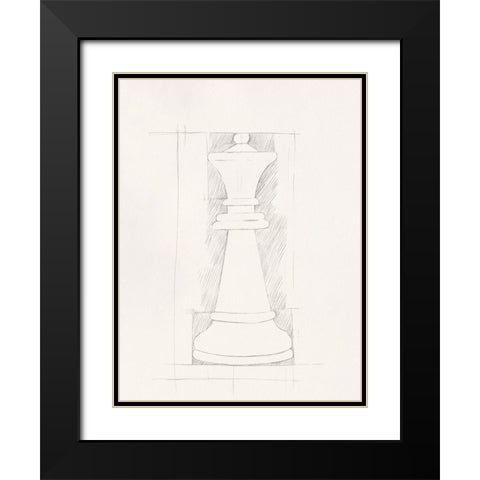 Chess Set Sketch I Black Modern Wood Framed Art Print with Double Matting by Caroline, Emma