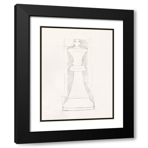 Chess Set Sketch II Black Modern Wood Framed Art Print with Double Matting by Caroline, Emma