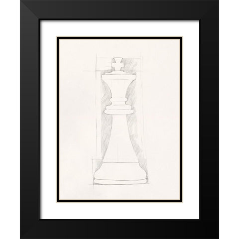 Chess Set Sketch II Black Modern Wood Framed Art Print with Double Matting by Caroline, Emma