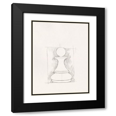 Chess Set Sketch V Black Modern Wood Framed Art Print with Double Matting by Caroline, Emma