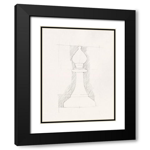 Chess Set Sketch VI Black Modern Wood Framed Art Print with Double Matting by Caroline, Emma