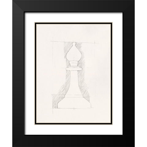 Chess Set Sketch VI Black Modern Wood Framed Art Print with Double Matting by Caroline, Emma