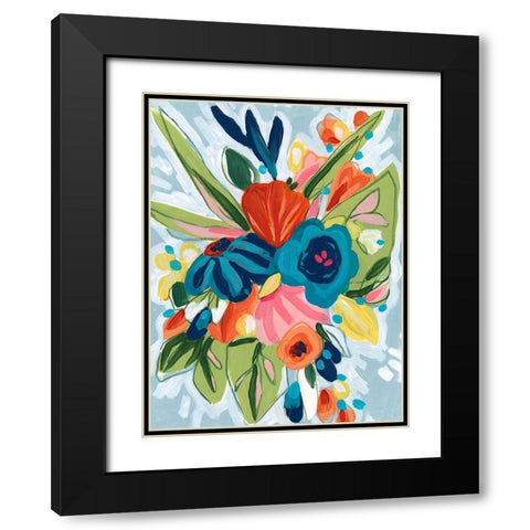 Petal Pop II Black Modern Wood Framed Art Print with Double Matting by Vess, June Erica