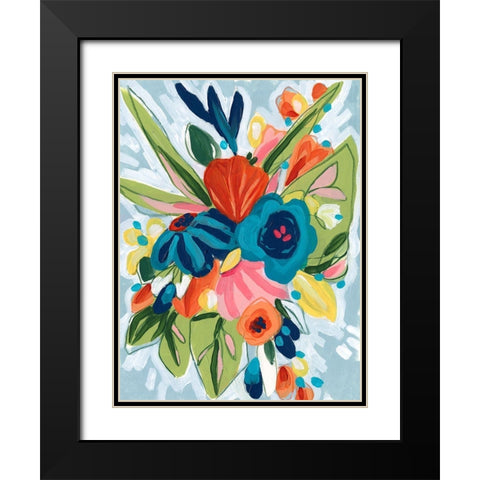 Petal Pop II Black Modern Wood Framed Art Print with Double Matting by Vess, June Erica