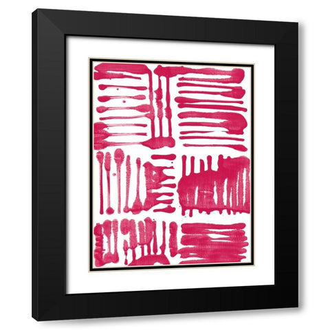 Custom Red Stripes II Black Modern Wood Framed Art Print with Double Matting by Fuchs, Jodi
