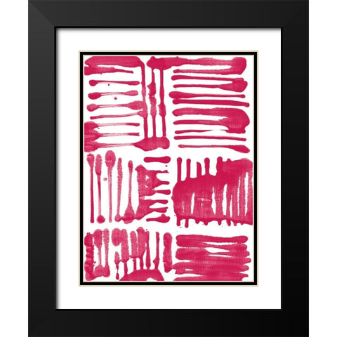 Custom Red Stripes II Black Modern Wood Framed Art Print with Double Matting by Fuchs, Jodi