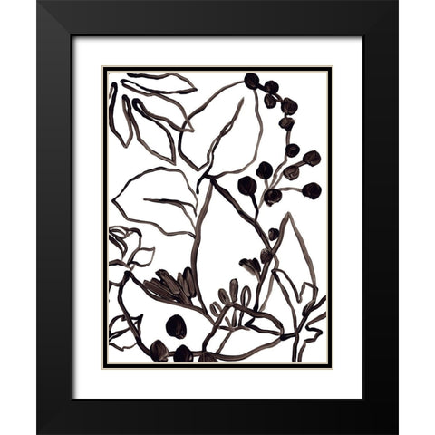 Tropical Outlines I Black Modern Wood Framed Art Print with Double Matting by Vess, June Erica