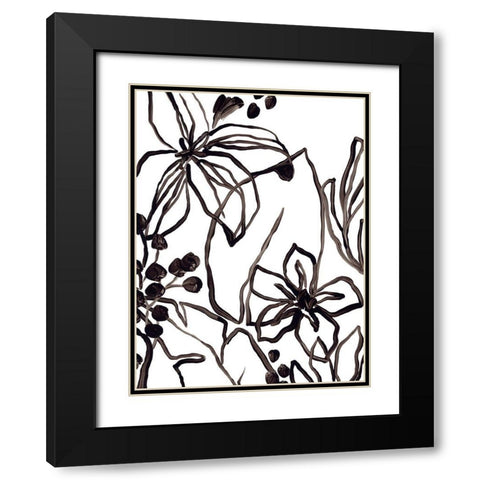 Tropical Outlines II Black Modern Wood Framed Art Print with Double Matting by Vess, June Erica