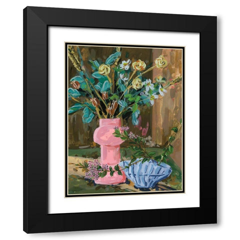 Still Life Bouquet I Black Modern Wood Framed Art Print with Double Matting by Wang, Melissa