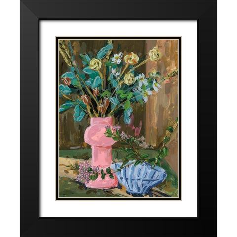 Still Life Bouquet I Black Modern Wood Framed Art Print with Double Matting by Wang, Melissa