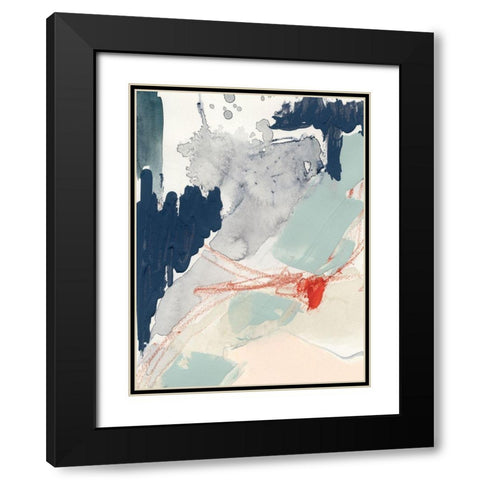 Ash Blue and Crimson I Black Modern Wood Framed Art Print with Double Matting by Barnes, Victoria