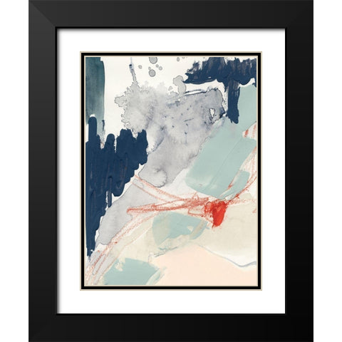 Ash Blue and Crimson I Black Modern Wood Framed Art Print with Double Matting by Barnes, Victoria