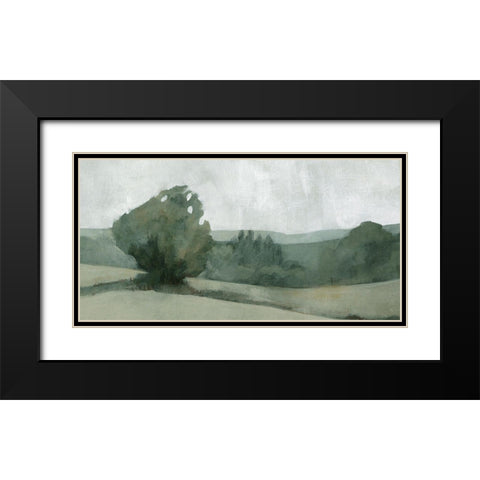 Soft Green Landscape I Black Modern Wood Framed Art Print with Double Matting by Caroline, Emma