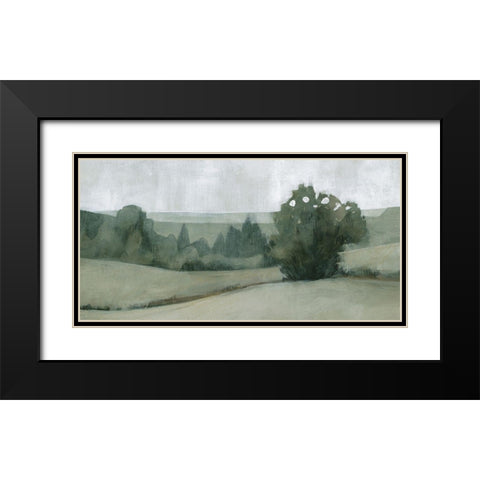 Soft Green Landscape II Black Modern Wood Framed Art Print with Double Matting by Caroline, Emma