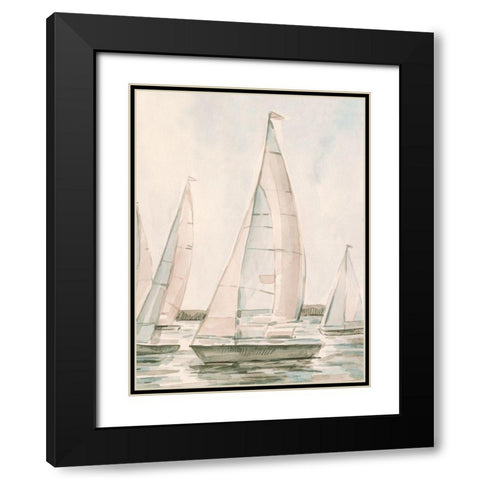 Sail Scribble I Black Modern Wood Framed Art Print with Double Matting by Caroline, Emma