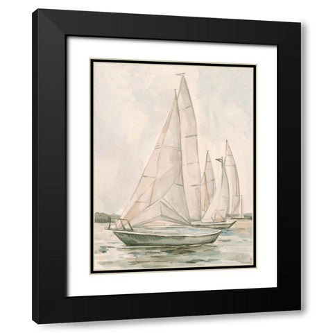 Sail Scribble II Black Modern Wood Framed Art Print with Double Matting by Caroline, Emma