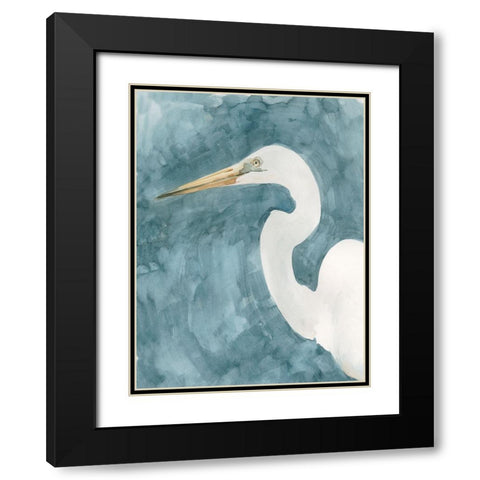 Watercolor Heron Portrait I Black Modern Wood Framed Art Print with Double Matting by Caroline, Emma
