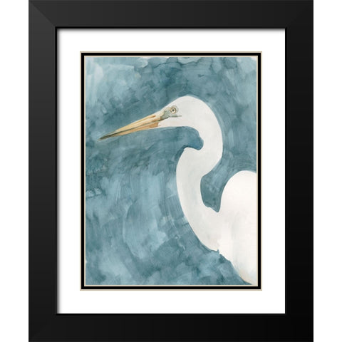 Watercolor Heron Portrait I Black Modern Wood Framed Art Print with Double Matting by Caroline, Emma