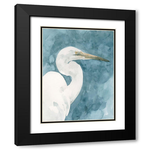 Watercolor Heron Portrait II Black Modern Wood Framed Art Print with Double Matting by Caroline, Emma