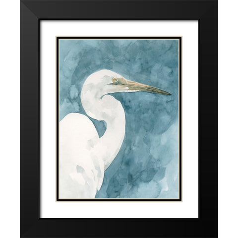 Watercolor Heron Portrait II Black Modern Wood Framed Art Print with Double Matting by Caroline, Emma