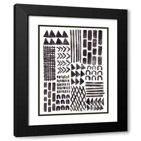 Ink Signals I Black Modern Wood Framed Art Print with Double Matting by Vess, June Erica