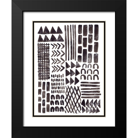 Ink Signals I Black Modern Wood Framed Art Print with Double Matting by Vess, June Erica