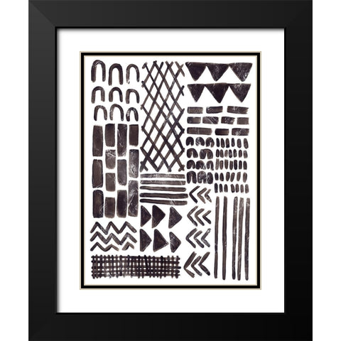 Ink Signals II Black Modern Wood Framed Art Print with Double Matting by Vess, June Erica