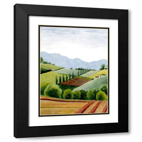 Tuscan Valley Sketch II Black Modern Wood Framed Art Print with Double Matting by Popp, Grace