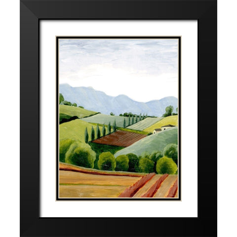 Tuscan Valley Sketch II Black Modern Wood Framed Art Print with Double Matting by Popp, Grace