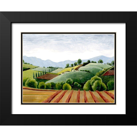 Tuscan Valley Sketch III Black Modern Wood Framed Art Print with Double Matting by Popp, Grace