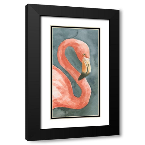 Flamingo Study I Black Modern Wood Framed Art Print with Double Matting by Caroline, Emma