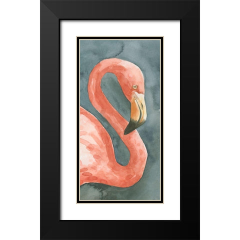 Flamingo Study I Black Modern Wood Framed Art Print with Double Matting by Caroline, Emma