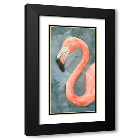 Flamingo Study II Black Modern Wood Framed Art Print with Double Matting by Caroline, Emma