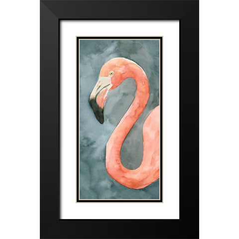 Flamingo Study II Black Modern Wood Framed Art Print with Double Matting by Caroline, Emma