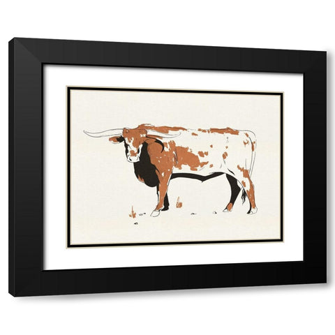 Terre Cotta Steer IV Black Modern Wood Framed Art Print with Double Matting by Green, Jacob