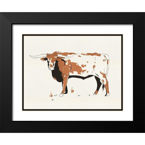 Terre Cotta Steer IV Black Modern Wood Framed Art Print with Double Matting by Green, Jacob