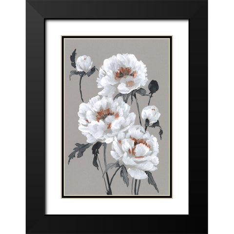 Peony Profusion I Black Modern Wood Framed Art Print with Double Matting by Goldberger, Jennifer